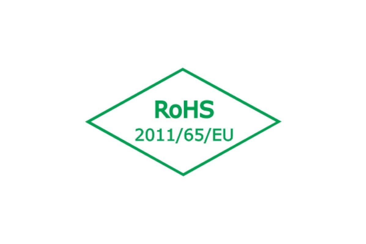 RoHS-Logo mit Richtlinie 2011/65/EU – Kennzeichnung für umweltfreundliche und schadstoffarme Elektro- und Elektronikgeräte